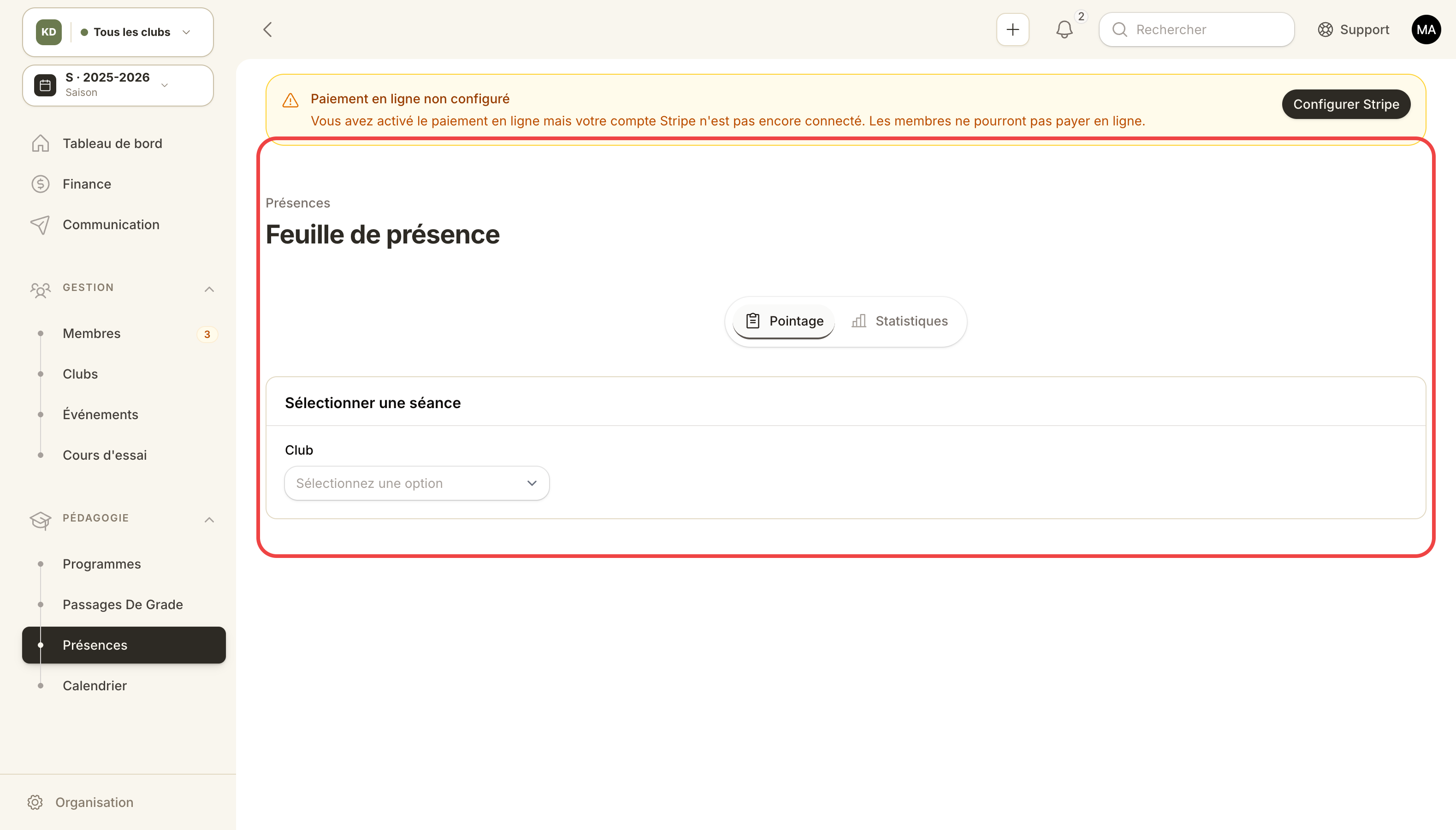 Feuille de présence quotidienne